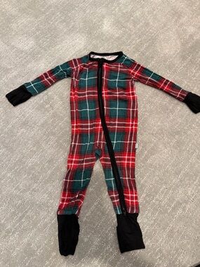 Little Sleepies Red & Green Plaid Footed One-Piece